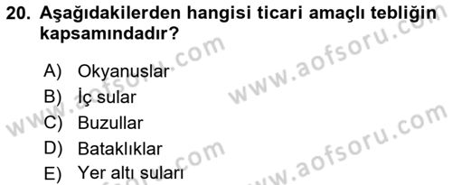 Balık Yetiştiriciliği Dersi 2021 - 2022 Yılı Yaz Okulu Sınav Soruları 20. Soru