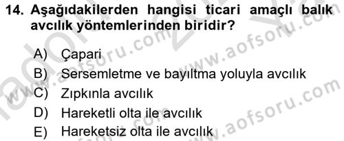 Balık Yetiştiriciliği Dersi 2022 - 2023 Yılı Yaz Okulu Sınav Soruları 14. Soru
