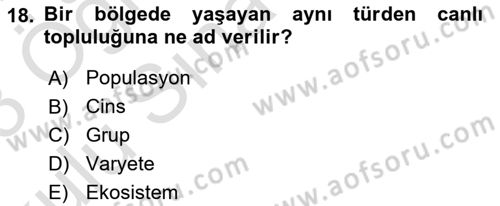 Balık Yetiştiriciliği Dersi 2022 - 2023 Yılı Yaz Okulu Sınav Soruları 18. Soru
