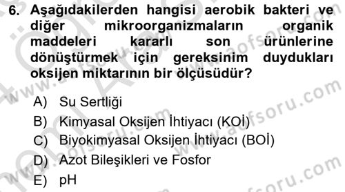 Balık Yetiştiriciliği Dersi 2023 - 2024 Yılı (Vize) Ara Sınav Soruları 6. Soru
