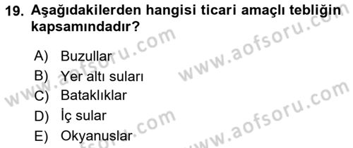 Balık Yetiştiriciliği Dersi 2023 - 2024 Yılı (Final) Dönem Sonu Sınav Soruları 19. Soru