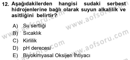 Balık Yetiştiriciliği Dersi 2024 - 2025 Yılı (Final) Dönem Sonu Sınav Soruları 12. Soru