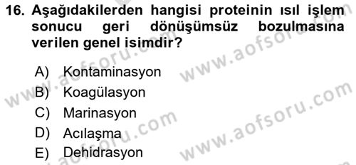 Balık Yetiştiriciliği Dersi 2024 - 2025 Yılı (Final) Dönem Sonu Sınav Soruları 16. Soru
