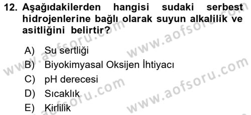 Balık Yetiştiriciliği Dersi 2024 - 2025 Yılı Yaz Okulu Sınav Soruları 12. Soru