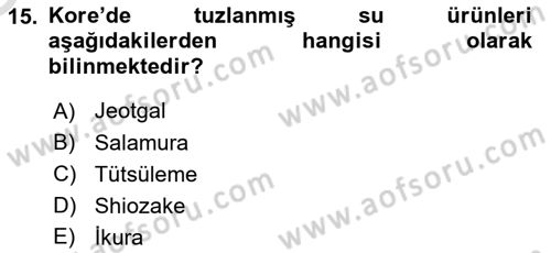 Balık Yetiştiriciliği Dersi 2024 - 2025 Yılı Yaz Okulu Sınav Soruları 15. Soru