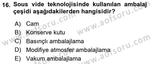 Balık Yetiştiriciliği Dersi 2024 - 2025 Yılı Yaz Okulu Sınav Soruları 16. Soru