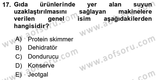 Balık Yetiştiriciliği Dersi 2024 - 2025 Yılı Yaz Okulu Sınav Soruları 17. Soru