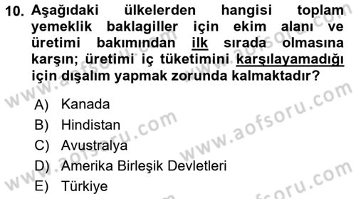 Tarla Bitkileri Dersi 2024 - 2025 Yılı (Vize) Ara Sınav Soruları 10. Soru