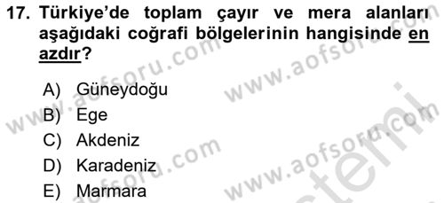 Tarla Bitkileri Dersi 2024 - 2025 Yılı (Final) Dönem Sonu Sınav Soruları 17. Soru
