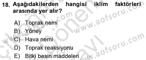 Tarla Bitkileri Dersi 2024 - 2025 Yılı (Final) Dönem Sonu Sınav Soruları 18. Soru