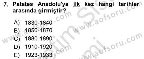 Tarla Bitkileri Dersi 2024 - 2025 Yılı (Final) Dönem Sonu Sınav Soruları 7. Soru