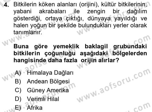 Tarla Bitkileri Dersi 2024 - 2025 Yılı Yaz Okulu Sınav Soruları 4. Soru