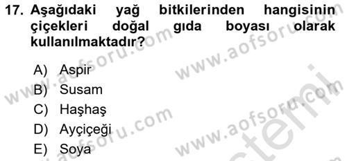Tarla Bitkileri Dersi 2025 - 2026 Yılı (Vize) Ara Sınav Soruları 17. Soru