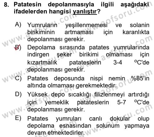 Tarla Bitkileri Dersi 2025 - 2026 Yılı (Final) Dönem Sonu Sınav Soruları 8. Soru