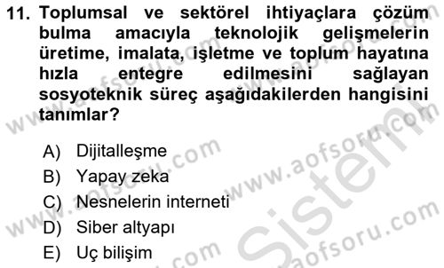 Tarım 4.0 Dersi 2024 - 2025 Yılı (Vize) Ara Sınav Soruları 11. Soru
