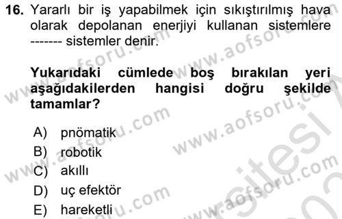 Tarım 4.0 Dersi 2024 - 2025 Yılı (Vize) Ara Sınav Soruları 16. Soru