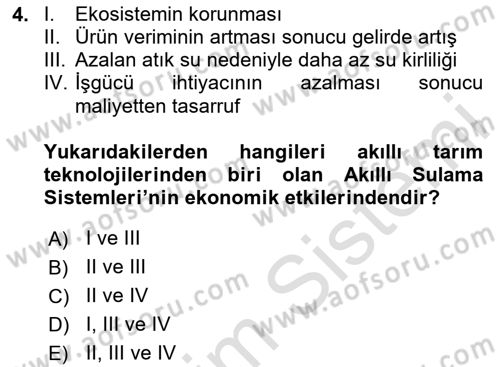 Tarım 4.0 Dersi 2024 - 2025 Yılı (Vize) Ara Sınav Soruları 4. Soru