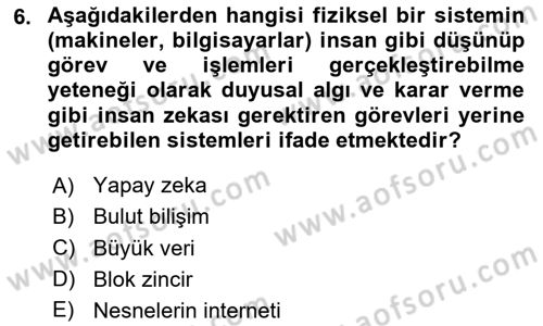 Tarım 4.0 Dersi 2024 - 2025 Yılı (Vize) Ara Sınav Soruları 6. Soru