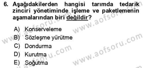 Tarım 4.0 Dersi 2024 - 2025 Yılı (Final) Dönem Sonu Sınav Soruları 6. Soru