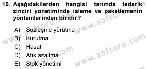 Tarım 4.0 Dersi 2024 - 2025 Yılı Yaz Okulu Sınav Soruları 10. Soru