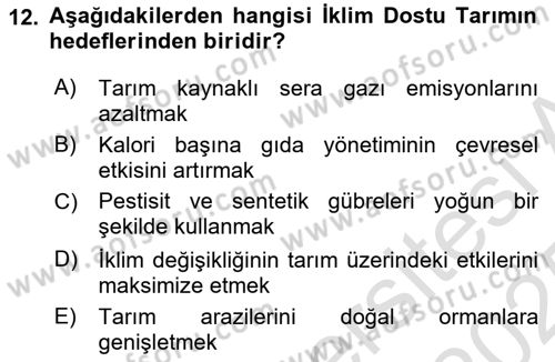 Tarım 4.0 Dersi 2024 - 2025 Yılı Yaz Okulu Sınav Soruları 12. Soru