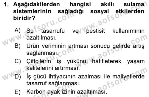 Tarım 4.0 Dersi 2025 - 2026 Yılı (Vize) Ara Sınav Soruları 1. Soru