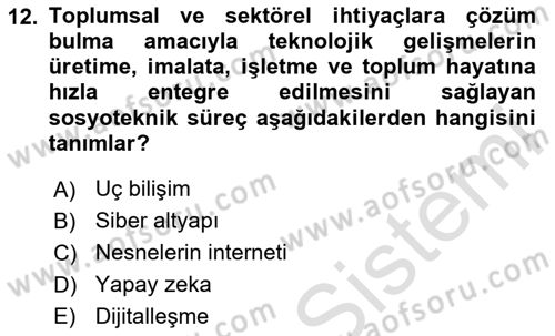 Tarım 4.0 Dersi 2025 - 2026 Yılı (Vize) Ara Sınav Soruları 12. Soru