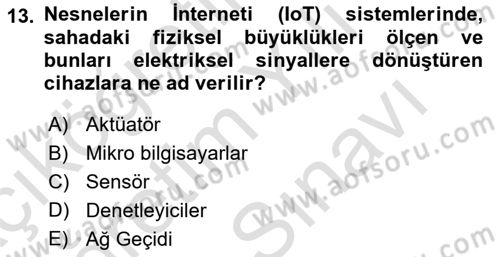 Tarım 4.0 Dersi 2025 - 2026 Yılı (Vize) Ara Sınav Soruları 13. Soru