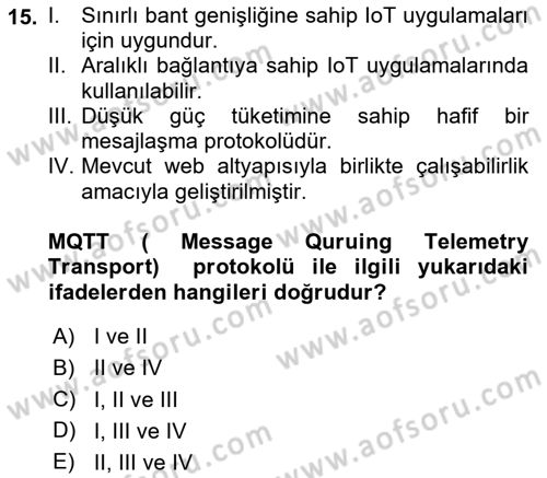 Tarım 4.0 Dersi 2025 - 2026 Yılı (Vize) Ara Sınav Soruları 15. Soru
