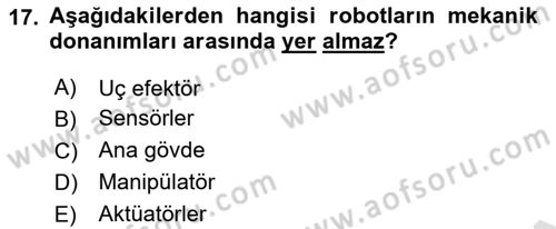 Tarım 4.0 Dersi 2025 - 2026 Yılı (Vize) Ara Sınav Soruları 17. Soru