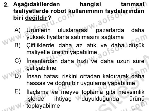 Tarım 4.0 Dersi 2025 - 2026 Yılı (Vize) Ara Sınav Soruları 2. Soru