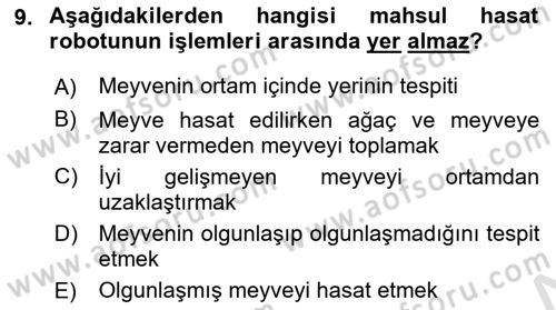 Tarım 4.0 Dersi 2025 - 2026 Yılı (Vize) Ara Sınav Soruları 9. Soru