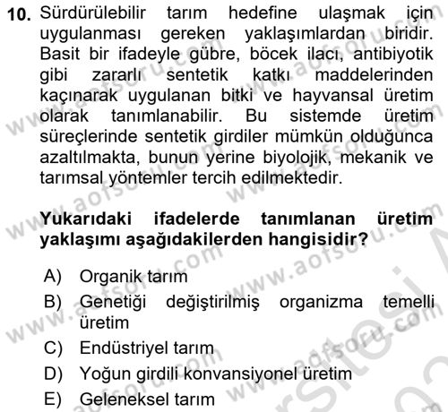 Tarım 4.0 Dersi 2025 - 2026 Yılı (Final) Dönem Sonu Sınav Soruları 10. Soru