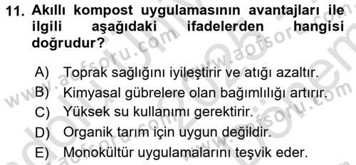 Tarım 4.0 Dersi 2025 - 2026 Yılı (Final) Dönem Sonu Sınav Soruları 11. Soru