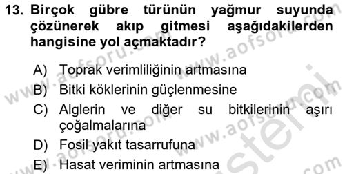 Tarım 4.0 Dersi 2025 - 2026 Yılı (Final) Dönem Sonu Sınav Soruları 13. Soru