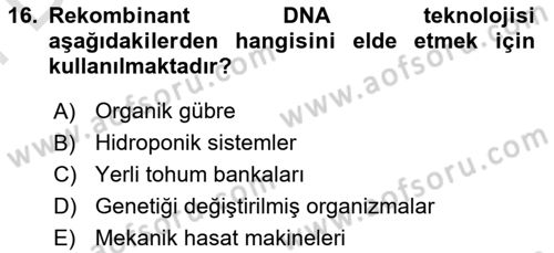 Tarım 4.0 Dersi 2025 - 2026 Yılı (Final) Dönem Sonu Sınav Soruları 16. Soru
