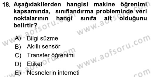 Tarım 4.0 Dersi 2025 - 2026 Yılı (Final) Dönem Sonu Sınav Soruları 18. Soru