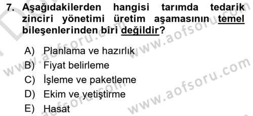 Tarım 4.0 Dersi 2025 - 2026 Yılı (Final) Dönem Sonu Sınav Soruları 7. Soru