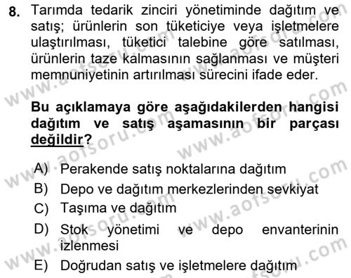 Tarım 4.0 Dersi 2025 - 2026 Yılı (Final) Dönem Sonu Sınav Soruları 8. Soru