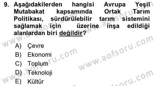 Tarım 4.0 Dersi 2025 - 2026 Yılı (Final) Dönem Sonu Sınav Soruları 9. Soru