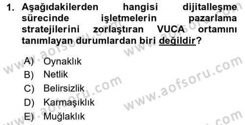 Tarımsal Pazarlama Dersi 2024 - 2025 Yılı (Vize) Ara Sınav Soruları 1. Soru