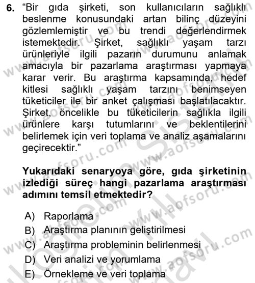 Tarımsal Pazarlama Dersi 2024 - 2025 Yılı (Vize) Ara Sınav Soruları 6. Soru
