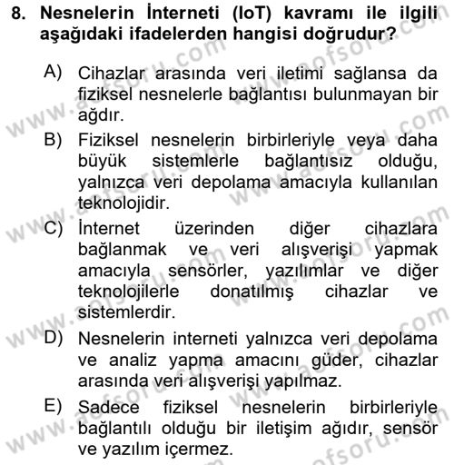Tarımsal Pazarlama Dersi 2024 - 2025 Yılı (Vize) Ara Sınav Soruları 8. Soru