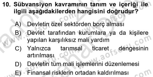 Tarımsal Pazarlama Dersi 2024 - 2025 Yılı (Final) Dönem Sonu Sınav Soruları 10. Soru