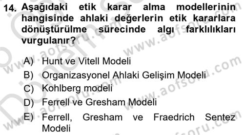 Tarımsal Pazarlama Dersi 2024 - 2025 Yılı (Final) Dönem Sonu Sınav Soruları 14. Soru