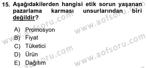 Tarımsal Pazarlama Dersi 2024 - 2025 Yılı (Final) Dönem Sonu Sınav Soruları 15. Soru