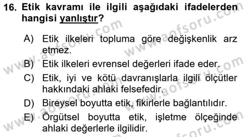Tarımsal Pazarlama Dersi 2024 - 2025 Yılı (Final) Dönem Sonu Sınav Soruları 16. Soru