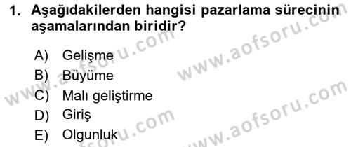 Tarımsal Pazarlama Dersi 2024 - 2025 Yılı Yaz Okulu Sınav Soruları 1. Soru
