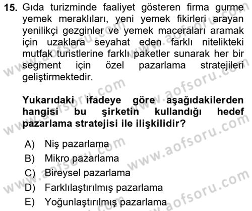 Tarımsal Pazarlama Dersi 2025 - 2026 Yılı (Vize) Ara Sınav Soruları 15. Soru