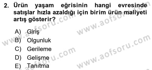 Tarımsal Pazarlama Dersi 2025 - 2026 Yılı (Vize) Ara Sınav Soruları 2. Soru